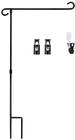Telescopic Flagpole 0.9 m Ground Sleeve 60 cm Height Adjustable Flag Pole (Black)