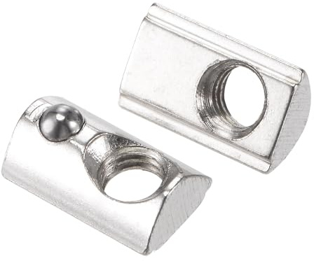 TA-VIGOR M5 T Slot Nuts Roll-in Spring T-Nuts, Carbon Steel Nickel Plated for 2020 Series Aluminium Extrusion Profile Rail 6mm Slot, 50Pcs