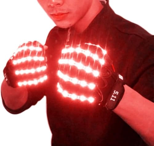 YUANYUYING LED-Blitzhandschuhe – Leuchtende Handschuhe für Partys, Halloween & Events | Leuchtend, Blinkend | Einfacher Batteriebetrieb