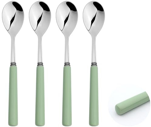 Tea Spoons Set, Turquoise, 4pc | Porcelain Handle, 18/8 Stainless Steel
