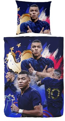 Hsewudwsd Fußball Star Bettwäsche 135x200 2-Teilig Mit Reißverschluss Microfaser Bettbezug Mit 80x80cm Kissenbezug Atmungsaktiv Hautfreundlich