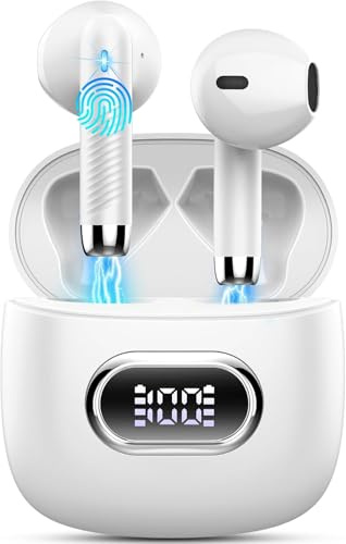 Wireless Earbuds, Bluetooth 5.4 Headphones in Ear NEW Wireless Earphones with 4 ENC Mic, Mini Ear buds with HiFi Stereo Deep Bass, 42H Playtime Dual LED Display, Bluetooth Earbud IP7 Waterproof USB-C