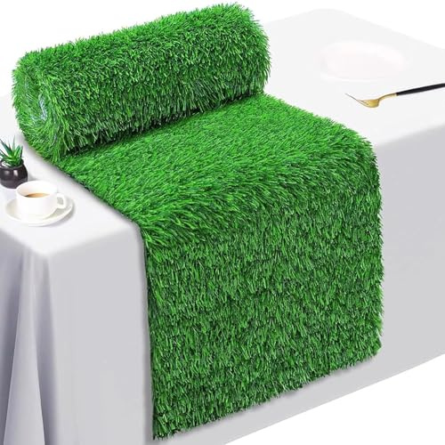 Kunstgras Tischläufer, Kunstgras Tischläufer Ostern Tischdecke, Grüner Rasenteppich Tischdeko für Fußballparty, Hochzeit, Geburtstag, Gartenparty, Ostern Dekoration (31X183CM)