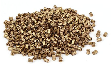 Sourcingmap M2 x 4mm 3.2mm OD Brass Threaded Insert Embedment Knurled Thumb Nut 1000PCS