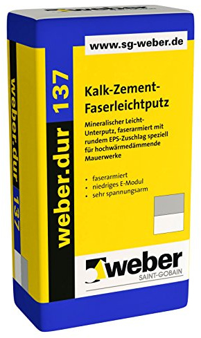 weber.dur 137 Faser-Leichtputz 30kg für hochwärmedämmende Mauerwerke Faserputz
