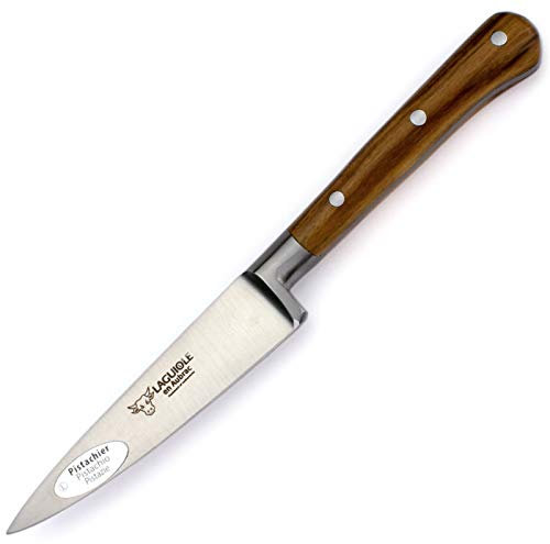 Laguiole en Aubrac Küchenmesser Schälmesser - Klinge 10 cm - Griff Pistazie Pistazienholz - Geschmiedete Qualität
