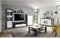 Lomadox Wohnwand Komplett Set mit Sideboard und Couchtisch, Betonoptik dunkel mit Hochglanz weiß, inkl. LED-Beleuchtung