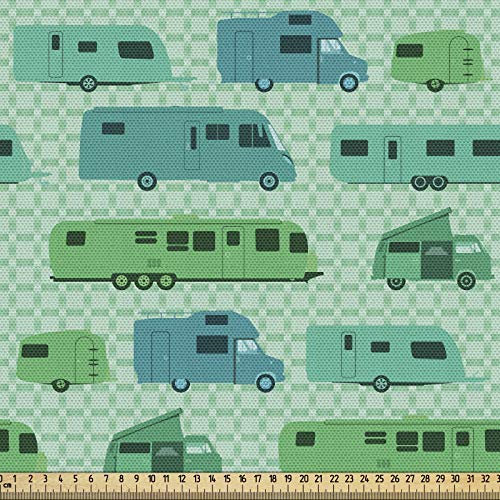 ABAKUHAUS Wohnmobil Gewebe als Meterware, Plätze und Wohnwagen, Schön Gewebten Stoff für Polster und Wohnaccessoires, 1M (148x100cm), Mintgrün Grün und Blau