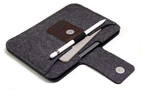 Funda Pack & Smooch para iPad Mini 7/6 / 5 | Funda Protectora iPad Mini con Teclado y portalápices | Piel de curtido Vegetal | Hecho a Mano en Alemania | Color en Antracita/marrón Oscuro