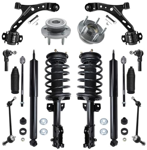Detroit Axle - Front Struts Rear Shock Absorbers Wheel Hub Bearing Lower Control Arms & Inner Outer Tie Rods w/Boots Sway Bar Links Replacement for 2005-2010 Ford Mustang - 16pc Set