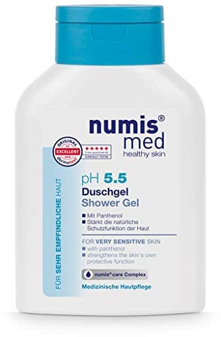 numis med Duschgel ph 5.5 - Hautberuhigendes Shower Gel für sehr empfindliche & sensible Haut - vegane Hautpflege ohne Silikone, Parabene & Mineralöl - Showergel (1x 200 ml)