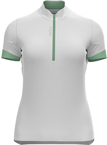 Odlo Damen Radtrikot halber Reißverschluss Essentials, White - Hemlock, XS