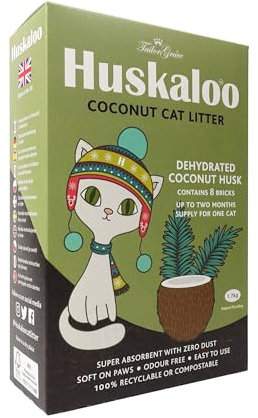 Huskaloo Litière pour Chat à la Noix de Coco pour 2 Mois