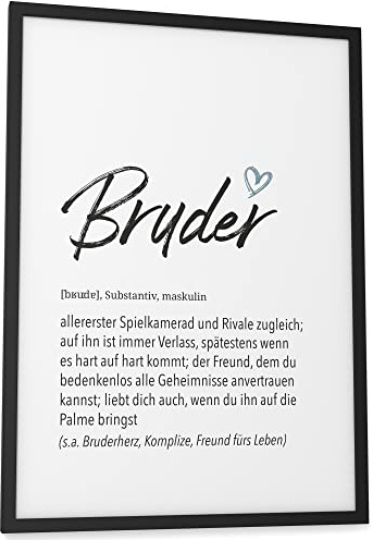 Papierschmiede® Herz Definition: Bruder, DIN A3 (ca. 30x42 cm), Poster für Wohnzimmer, Schlafzimmer, Wandbild Wanddeko Geschenk Geburtstag Jubiläum - ohne Rahmen