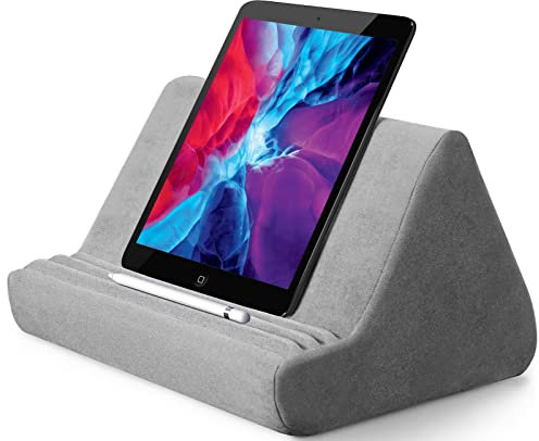 Weiches Tablet-Ständerkissen mit Tasche, Tablet-Kissen mit 3 Betrachtungswinkeln, Lazy Holder Stand für Bett, Sofa, kompatibel mit iPads, Tablets, Kindle,Galaxy Tab eReadern, Smartphones(grau)