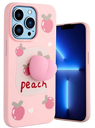 Yoedge Coque pour Apple iPhone 6/6s Rose Silicone Souple avec Mignon Motif 4,7, Étui Ultra Mince TPU Antichoc Anti-Rayures Housse Bumper Protection Cover 3D Animé Dessin, Pêche 3