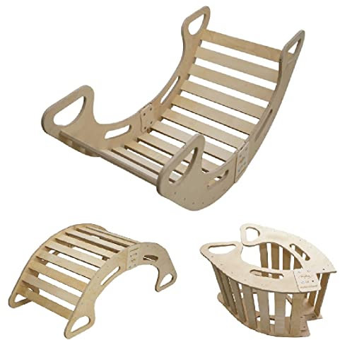 Skyline Kletterbogen Baby Kleinkind Kinder ab 1 Jahr Indoor Klettern Montessori Klettergerüst Holz Wippe Balancewippe Kletterdreieck Kletterwippe Holzwippe Kletterling Holzbogen XL Naturholz