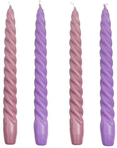 Talking Tables 4 Pack Italian Spiral Twisted Dinner Candles Ideal for Dining or Gifts Beautiful Purple and Pink Premium Eco-Friendly Candle Gift Set 25cm