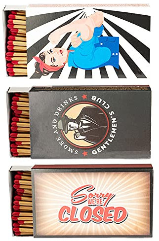 Kaminhölzer Kaminstreichholz Kaminanzünder 95mm stabile Streichhölzer Zigarrenstreichhölzer Zündhölzer für Zigarre Pfeife Kamin Grill Kerze Hölzer Lange Brenndauer - Retro (3 Packungen)