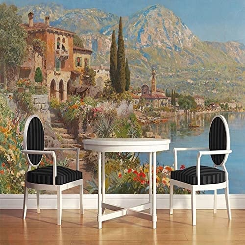 XTSWallpaper Ciudad Montañas Paisaje 200X100Cm Pvc Autoadhesivo Impermeable Papel Tapiz 3D Fotomural 3D Mural De Personalizar Vinilo Sala De Estar Mural De Arte De Etiqueta De La Pared
