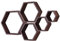 PHOENANCEE Hexagon Wandregal, Wohnzimmer Deko Wand, Holz Hängeregal für Schlafzimmer, 5er-Set(Dunkle Walnuss)