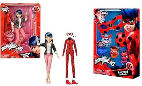 BANDAI - Miraculous Ladybug - Ankleidepuppe 26 cm mit Zwei Outfits - Ladybug - P50355 & - Miraculous Ladybug - Transformations-Set - Ladybug - Verkleidung & Accessoires - Kostüm für Kinder - P50601