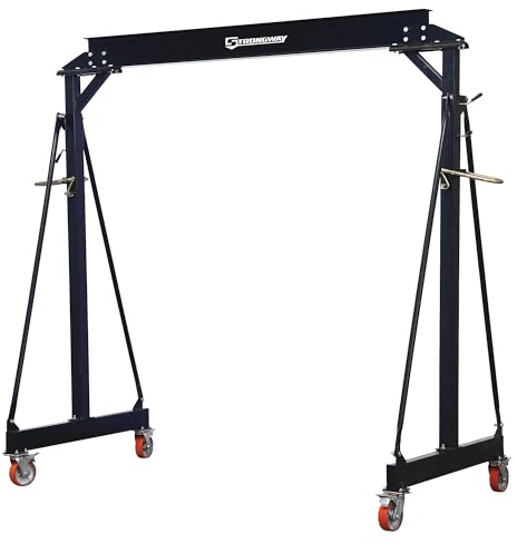 Strongway Adjustable Gantry Crane, 4000-Lb. Capacity, 8.2ft.–12.14ft. Lift