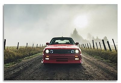 BLUDUG Cars Classic Bmw M3 E30 4k Posterdruck, abstrakte Bauernhaus-Galerie, ästhetische Raumdekoration für Schlafzimmer, Badezimmer, Rahmen-Stil, 30 x 45 cm