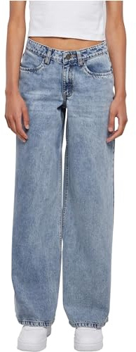 Urban Classics Damen Hose Ladies Mid Waist Wide Denim Tinted lightblue Washed 31