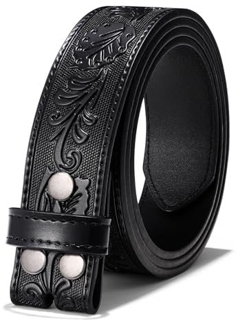 Herren Western Leder Gürtel Strap Ohne Schnalle 3.8cm Vintage Ersatz Cowboy Leder Gürtel Strap mit Snap on Schnalle