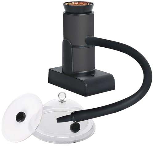 Pistolet à fumée portatif avec dôme et couvercle - Fumoir pour cocktail, whisky, barbecue en plein air, viande, pizza et cuisson des aliments