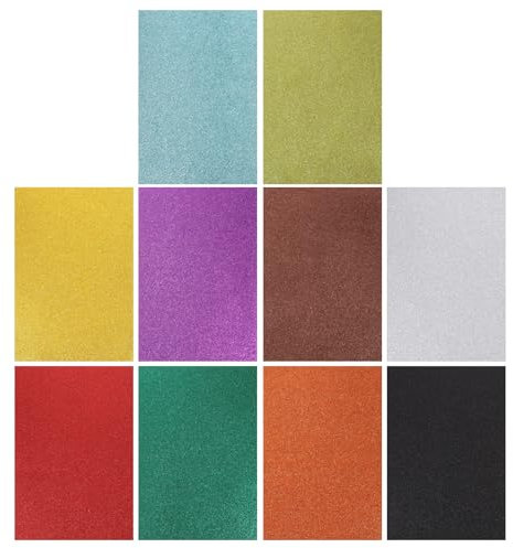 Operitacx 10PCS A4 Fogli Di Schiuma Eva Glitterata, Addensamento Carta Spugna Colorata Per Torte Scenografiche Artigianato Fai Da Te, Progetti Scolastici, Decorazioni, Scrapbooking 12x8 Pollici Grandi