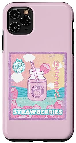 Hülle für iPhone 11 Pro Max Hello Kitty Strawberry Milchflasche