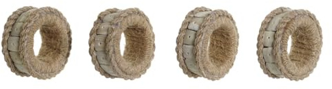 DKD Home Decor Serviettenring aus natürlichem Jute, Kunstharz, Aluminium, 6 x 3 x 6 cm, 4 Stück