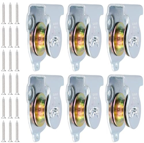 NAMYEUT 6 Stück 37mm Umlenkrollen für Seile, Seilrolle Umlenkrolle mit Schrauben, Rollenrad Flaschenzug Umlenkrolle für Stahlseil, Tragkraft 190kg