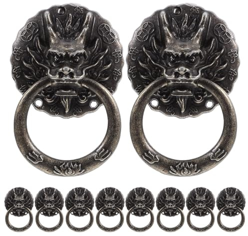 TOPPERFUN Schrankgriffe Retro Zinklegierung Ziehen Vintage Türgriff Mit Drachenkopf Design Für Küchenschränke Kommoden Und Schubladen 10 Stück 1.97X1.26X0.59In