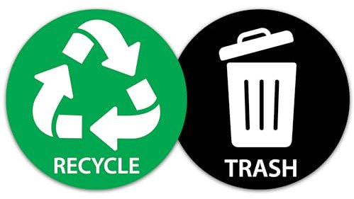 RDLCAR Self-Adhesive Recycling Stickers, Vinyl Labels for Bins (Green and Black, Pack of 2)