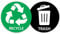 RDLCAR Self-Adhesive Recycling Stickers, Vinyl Labels for Bins (Green and Black, Pack of 2)