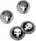 RHQFDM 4 Stücke Schädel Nabenkappen Aufkleber Punisher Totenkopf Radkappenaufkleber Auto Nabe Mitte Abdeckung Dekorative Aufkleber Compatible with 56mm Radnabenkappen(silbrig)