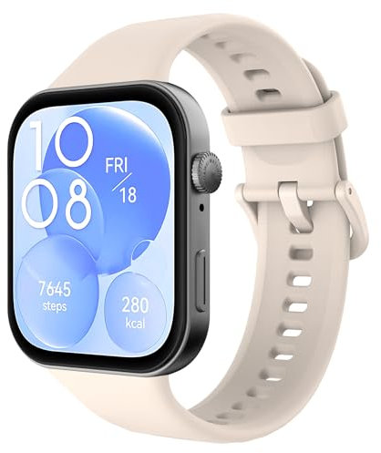 TiMOVO Pulseras deporte compatibles Huawei Watch Fit 3, Pulsera deporte silicona suave para hombre mujer, Correas ajustables para Huawei Watch Fit 3, Blanco Marfil