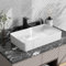 GYMAX 60 x 35 x 11 cm Lavabo in Ceramica Rettangolare con Scarico a Pressione, Lavello d'Appoggio Bianco con Superficie Liscia per una Pulizia Facile, Stile Moderno, Ideale per Casa, Ristorante, Hotel