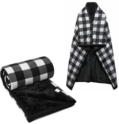 forestfish Coperta indossabile in pile oversize, comoda e leggera, coperta a poncho con bottoni, 160 x 139,7 cm (nera)