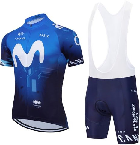 X-CQREG Cycling Jersey Men Set Bib Shorts Set Summer Mountain Bike Bicycle Suit Anti-UV Bicycle Team Racing Uniform Clothes, Blue, Medium