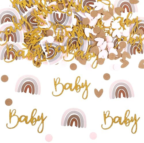 Tyqour Babyparty Deko Konfetti 100 Stück Regenbogen Babyparty Konfetti,Baby Shower Deko Konfetti Regenbogen Streudeko,Tischdeko für Baby Shower,Gender Reveal Party Deko,Tischdekoration für Babyparty