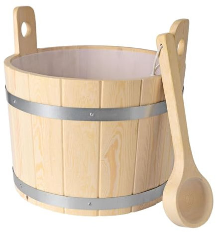 Colcolo Barile per sauna in legno da 17 litri e mestolo Strumento per bagno a vapore SPA Forniture per bagno portatili per la casa