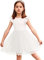 Arshiner Robe pour Filles Robe D'été pour Tout-Petits Robe de CommunionRobe en Tulle pour Enfants Robe de Mariée Festive Blanche 3-4 Ans