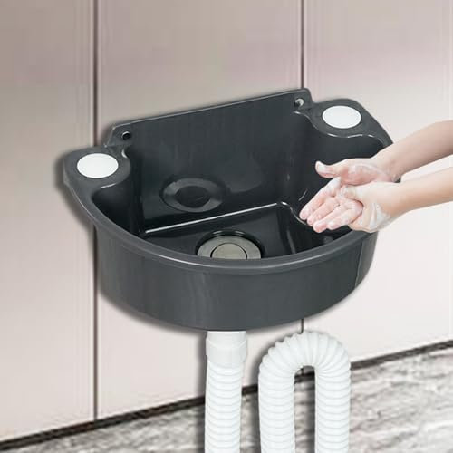 MQZHUK Lavandino Lavello Bagno,29.5x21x10.5cm(WxDxH),in plastica,grigio,senza necessità di foratura,Lavamano Design Moderno Bacinella Lavamani Arredo Sanitari (C)