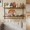 Bestier Industrial Pipe Wall Shelf, 80cm Floating Shelves with Towel Bar and Hooks, Rustic Wall-Mounted Storage Rack for Kitchen, Bathroom, Coffee Bar or Living Room (Rustic Brown)