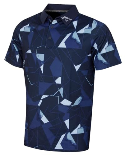 Callaway Golf Mens Kick Flip Print Moisture Wicking Golf Polo Shirt