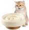 Ceramic Cat Slow Feeder Bowl with Wooden Stand, Elevated Raised Cat Food Bowl for Wet & Dry Food, Anti-Choke Design for Healthy Eating, Ergonomic Pet Feeder for Cats & Small Dogs
